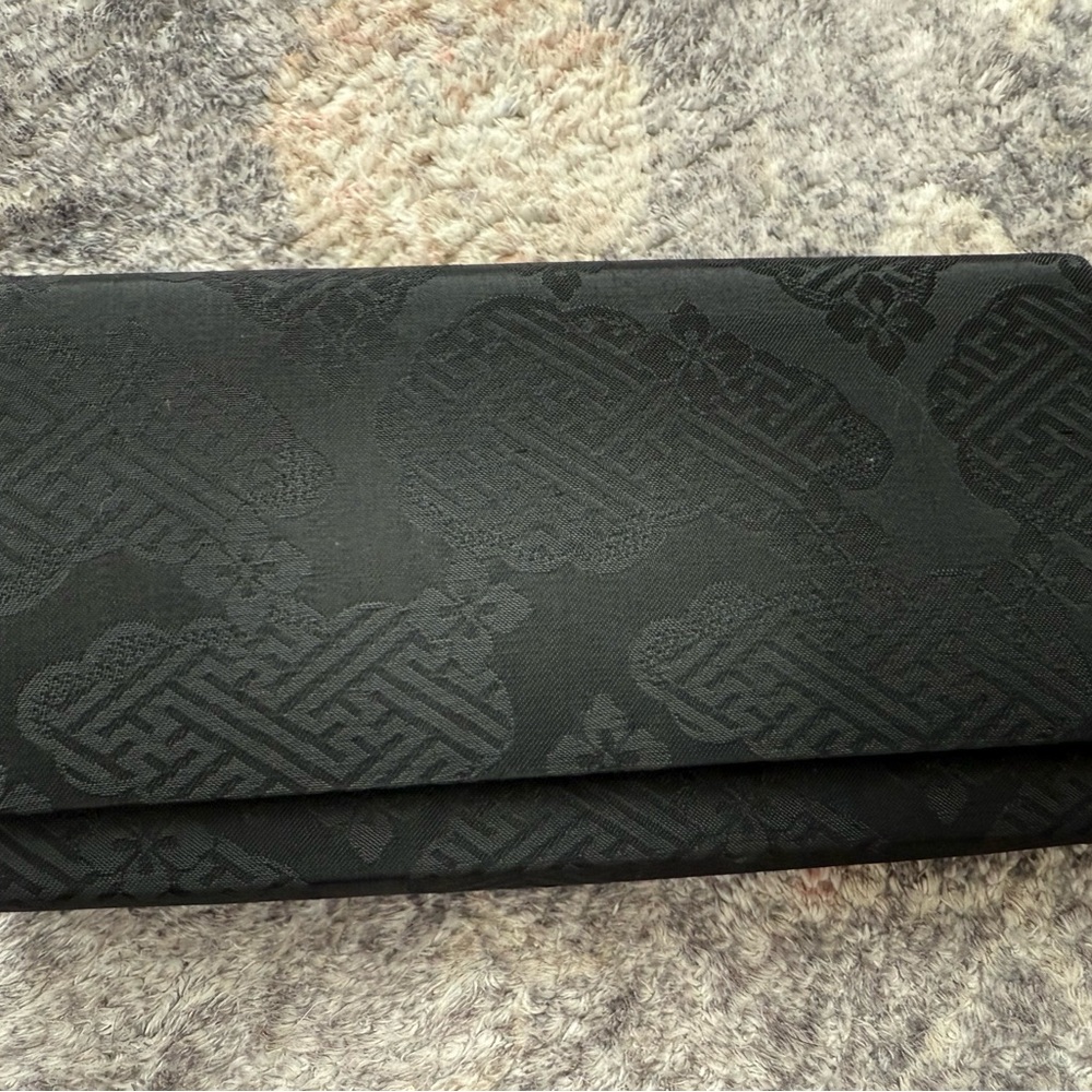 Vintage black silk kimono elegant clutch purse evening bag